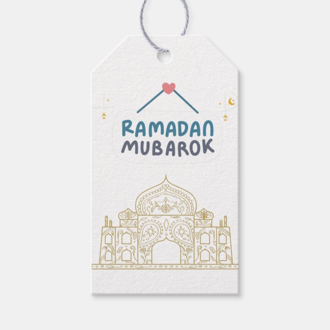 Islamischer Halbmond Ramadan Kareem Typografische  Geschenkanhänger (Vorderseite)