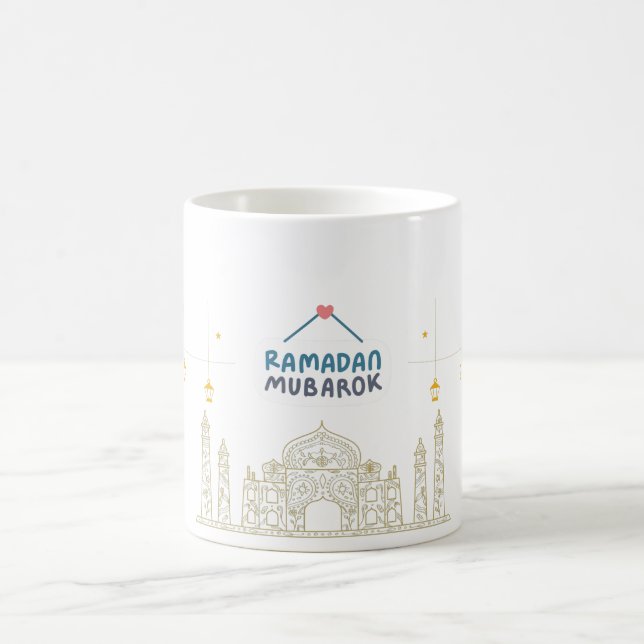 Islamischer Halbmond Ramadan Kareem Typografische  Kaffeetasse (Mittel)