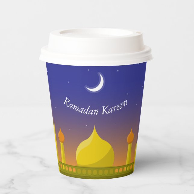 Islamischer Halbmond Ramadan Kareem Typografische  Pappbecher (Vorderseite)