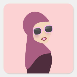 Islamischer Hijab-Damenstil Quadratischer Aufkleber