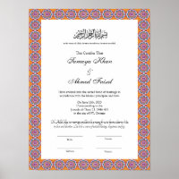 Islamischer Stil islamisches Ehezertifikat Poster