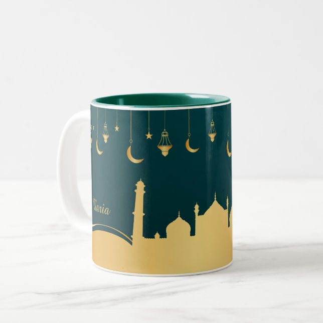 Islamisches Arabisches Gold Personalisiert Zweifarbige Tasse (Vorderseite Links)