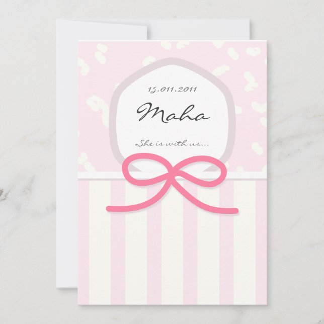 Islamisches Baby Aqiqah Geburtseinladungs-Bettrosa Einladung (Vorderseite)