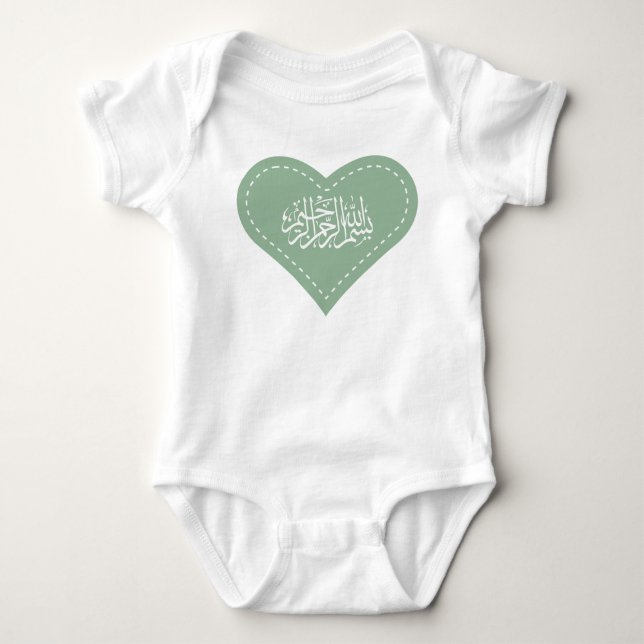 Islamisches Baby Aqiqah Kleidbismillah Herz Strampler (Vorderseite)