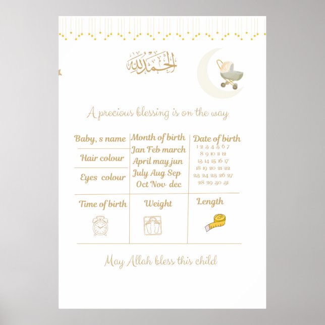 Islamisches Baby Shower Vorhersage Spiel Bundle, Poster (Vorne)