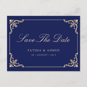 Islamisches Blau Save the Date Ankündigungspostkarte