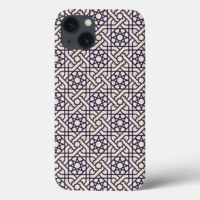Islamisches Blaues weißes marokkanisches geometris Case-Mate iPhone Hülle (Rückseite)