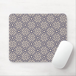 Islamisches Blaues weißes marokkanisches geometris Mousepad