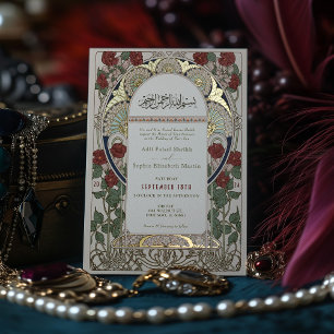Islamisches Burgund Hochzeitskunst Art Nouveau Muc Folieneinladung