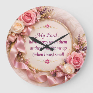 Islamisches Dua für Eltern Elegante Creme-Blumen-U Große Wanduhr