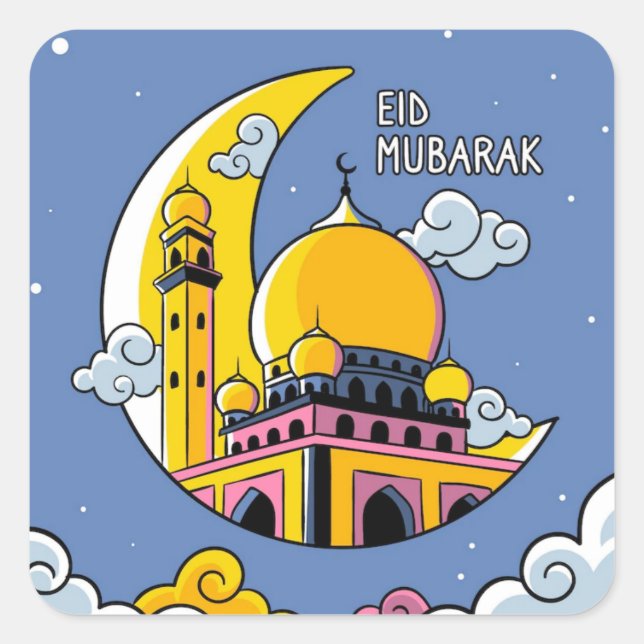 Islamisches Eid Mubarak Quadratischer Aufkleber (Vorderseite)