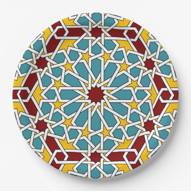 Islamisches geometrisches Muster Pappteller (Vorderseite)