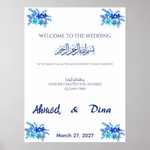 Islamisches Hochzeits-Willkommensschild Royal Blau Poster