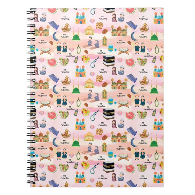 Islamisches Kinder Notizbuch – Buntes Eid und Rama Notizblock (Vorderseite)