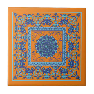 Islamisches Muster Blau und Orange Keramikfliese
