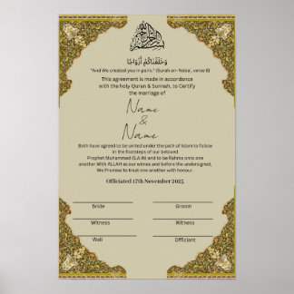 Islamisches Nikkah-Zertifikat Poster