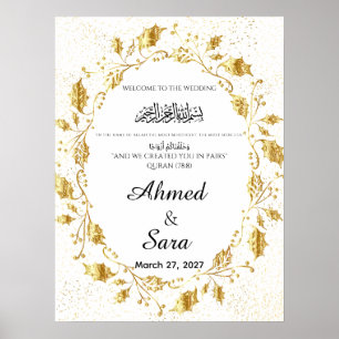 Islamisches Willkommensschild Luxus GoldLeaf Kranz Poster