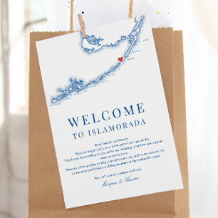 Islamorada FL Navy Blue Wedding Welcome Itinerary Dankeskarte