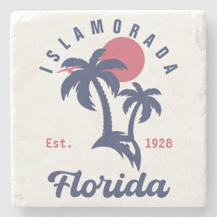 Islamorada Florida Palm Tree Beach Vintager FL 60e Steinuntersetzer