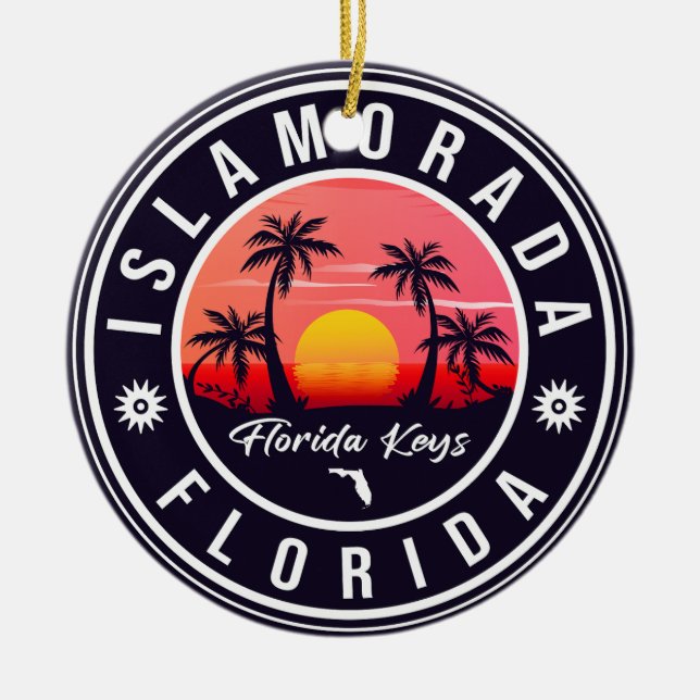 Islamorada Florida Retro Sunset Beach Souvenir 80e Keramik Ornament (Vorne)