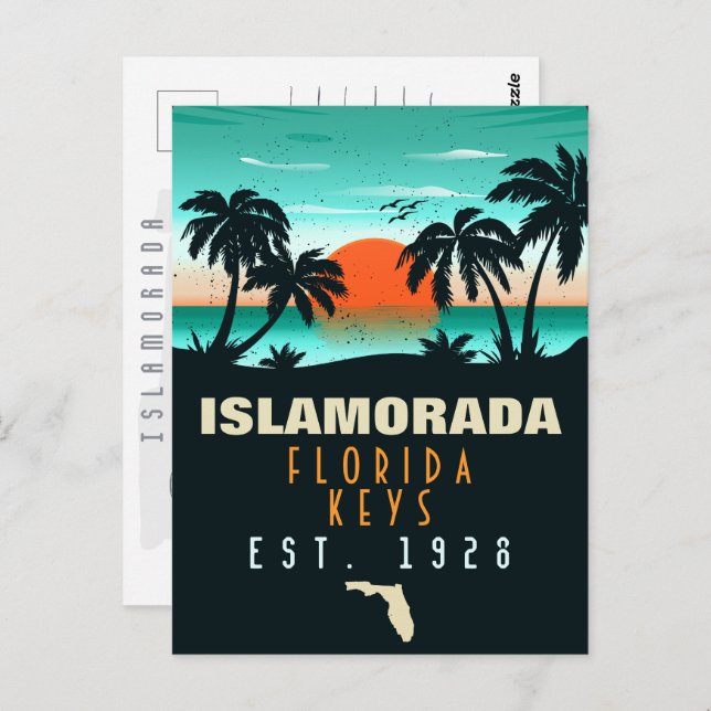 Islamorada Florida Retro Sunset Beach Souvenirs Postkarte (Vorne/Hinten)