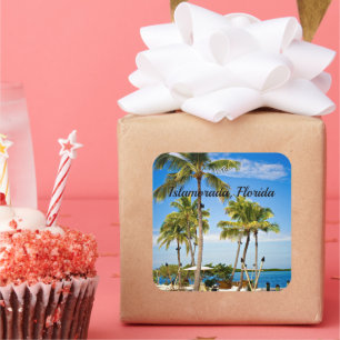 Islamorada, Palmen in Florida Quadratischer Aufkleber