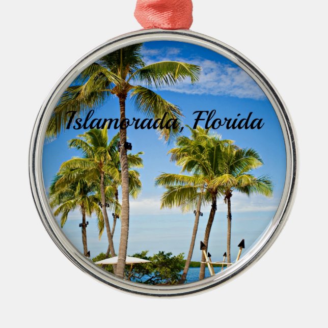 Islamorada, Palmen in Florida Silbernes Ornament (Vorne)