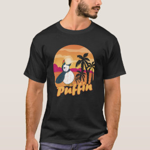 Island Animal Puffin Bird Beach Palm Tree Puffi T-Shirt