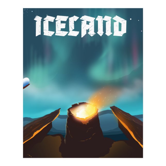 Island auroris borealis Reiseposter Fotodruck (Vorne)