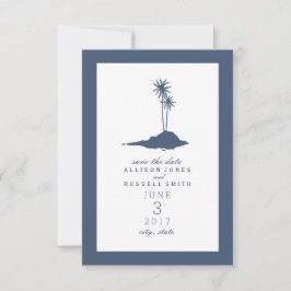 Island Beach Wedding Save the Date - Dunkelblau