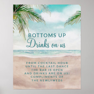 Island Breeze Beach Hochzeit Open Bar Table Sign Poster