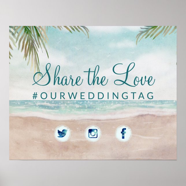 Island Breeze Beach teilen Liebe Wedding Sign Poster (Vorne)