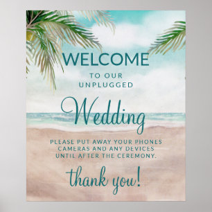 Island Breeze Beach Unplugged Wedding Table Sign Poster