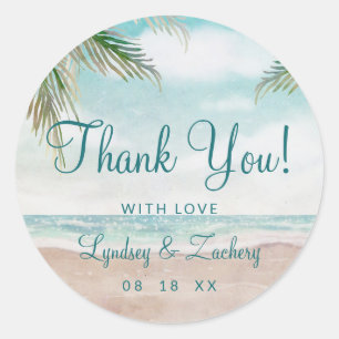 Island Breeze Bemalte Strandhochzeit Danke Runder Aufkleber