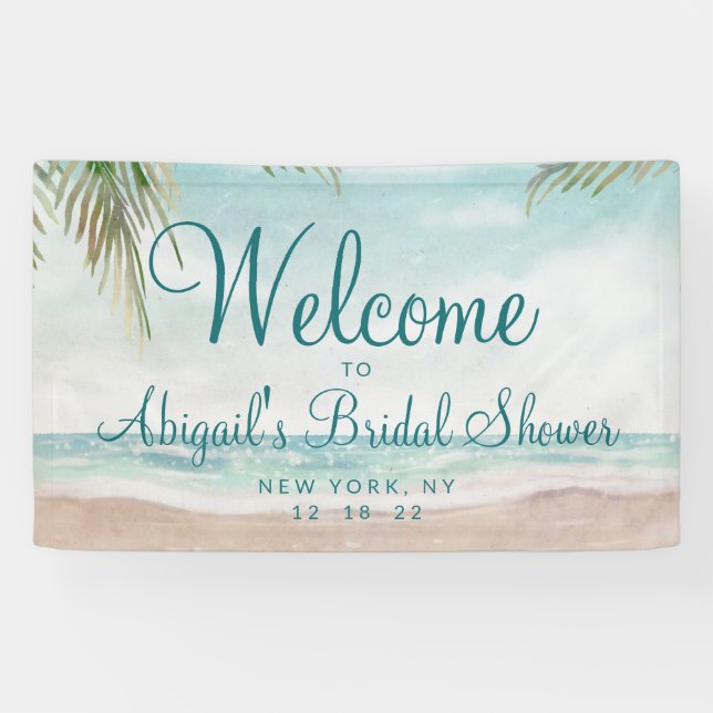 Island Breeze Painted Beach Brautparty Willkommen Banner (Horizontal)