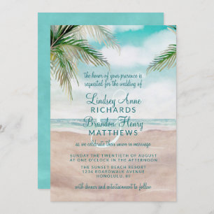 Island Breeze Painted Beach Scene Wedding Einladung