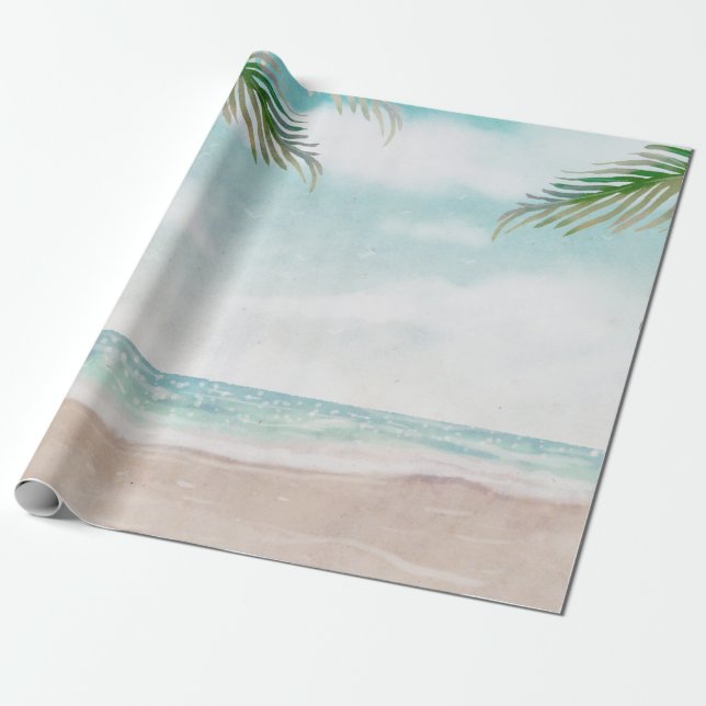 Island Breeze Painted Beach Scene Wedding Geschenkpapier (Ungerollt)