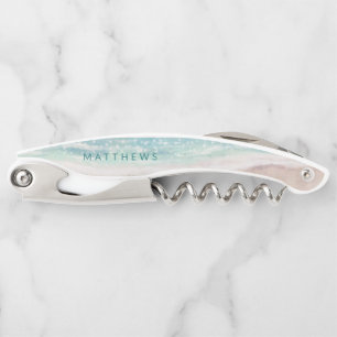 Island Breeze Painted Beach Scene Wedding Monogram Kellnermesser