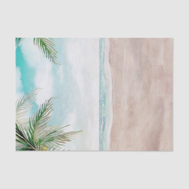 Island Breeze Painted Beach Scene Wedding Seidenpapier (Vorderseite)