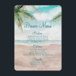 Island Breeze Painted Beach Szene Hochzeitsessen Menükarte<br><div class="desc">Insel Breeze Painted Beach Szene,  mit Ocean Waves,  Sandy Beach und Palmen,  mit einem schönen aquamarinen blauen Himmel. Mit modernen Typografie-Script-Schriftart. Ein tropischer Sommerstrand,  oder Hochzeit in Urlaubsort-Design - Personalisierte Hochzeitsessen Empfang Tischdekoration Menus! ~ Karo mein Shop zu sehen,  die gesamte Hochzeitssuite für dieses Design!</div>