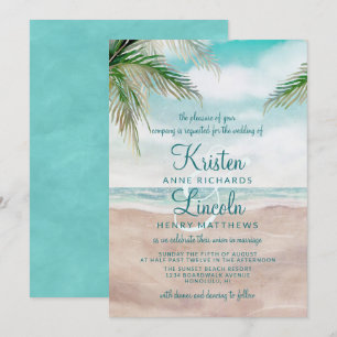Island Breeze Painted Beach Szene Tropical Wedding Einladung