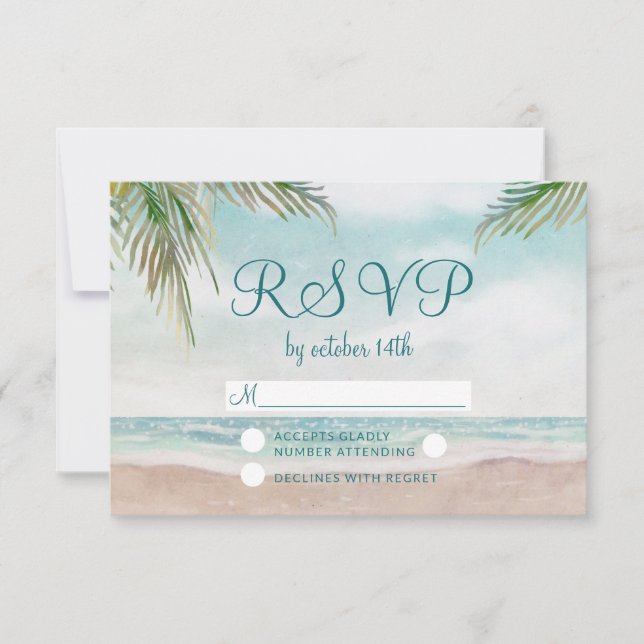 Island Breeze Painted Beach Wedding UAWG Response RSVP Karte (Vorderseite)