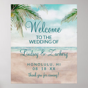 Island Breeze Painted Beach Wedding Willkommenszei Poster