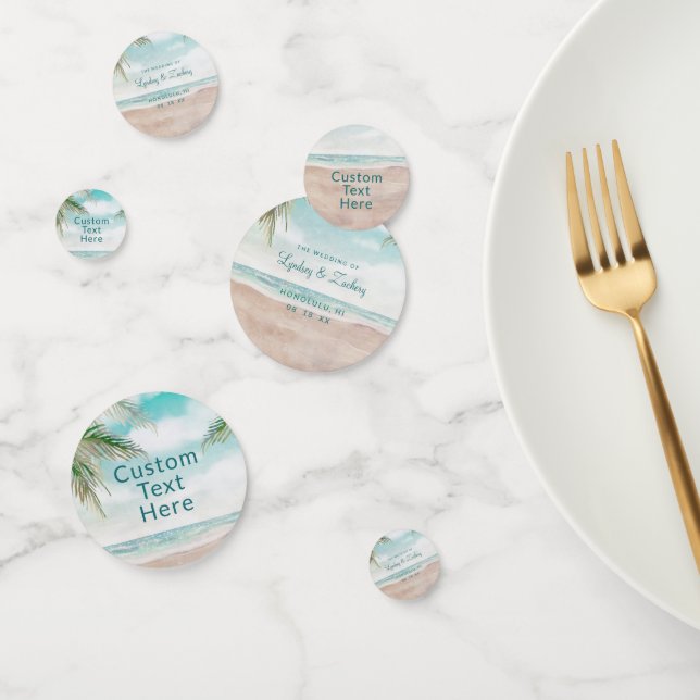 Island Breeze Sandy Beach Szene Wedding Monogram Konfetti (Gruppe)