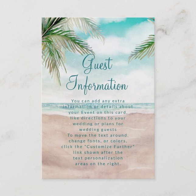 Island Breeze Tropical Beach Hochzeitsinformatione Begleitkarte (Vorderseite)