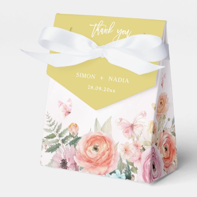 Island Citrus Butterfly Ranunculus Garden Wedding Geschenkschachtel (Vorderseite)