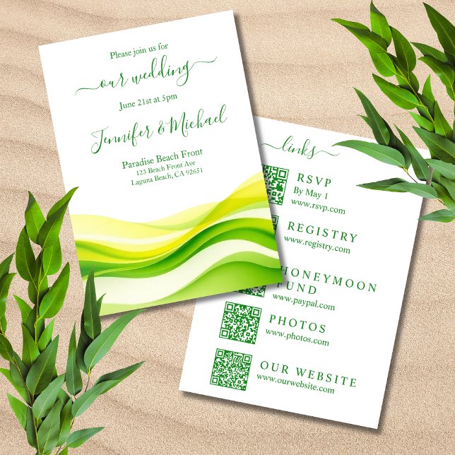 Island Citrus Green and Yellow Wedding-All In One Einladung (Island Citrus Green and Yellow Wedding-All In One Invitation)