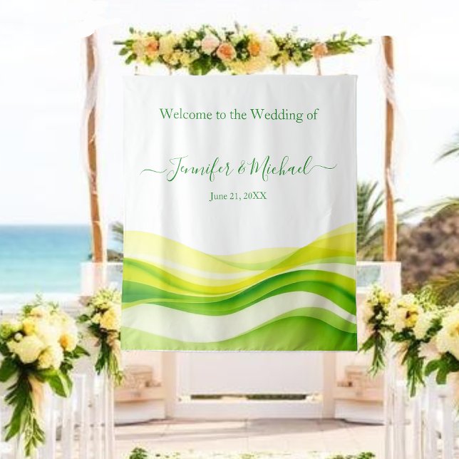 Island Citrus Green and Yellow Wedding Sign Wandteppich (Island Citrus Green and Yellow Wedding Sign Tapestry )