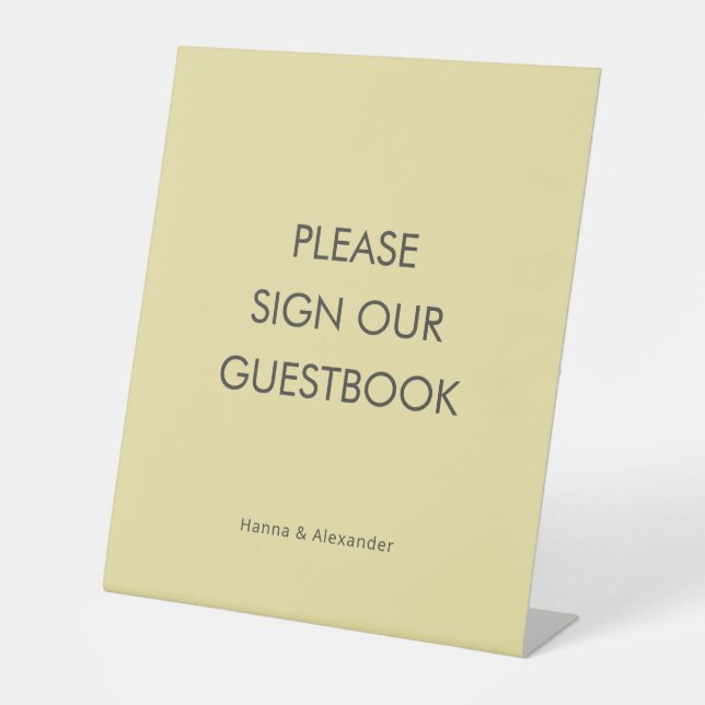 Island Citrus Yellow Wedding Guest Book Sign Sockelschild (Vorderseite)