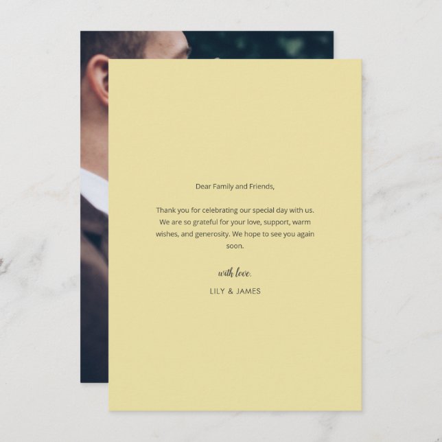 Island Citrus Yellow Wedding Photo Thank You Card Dankeskarte (Vorne/Hinten)